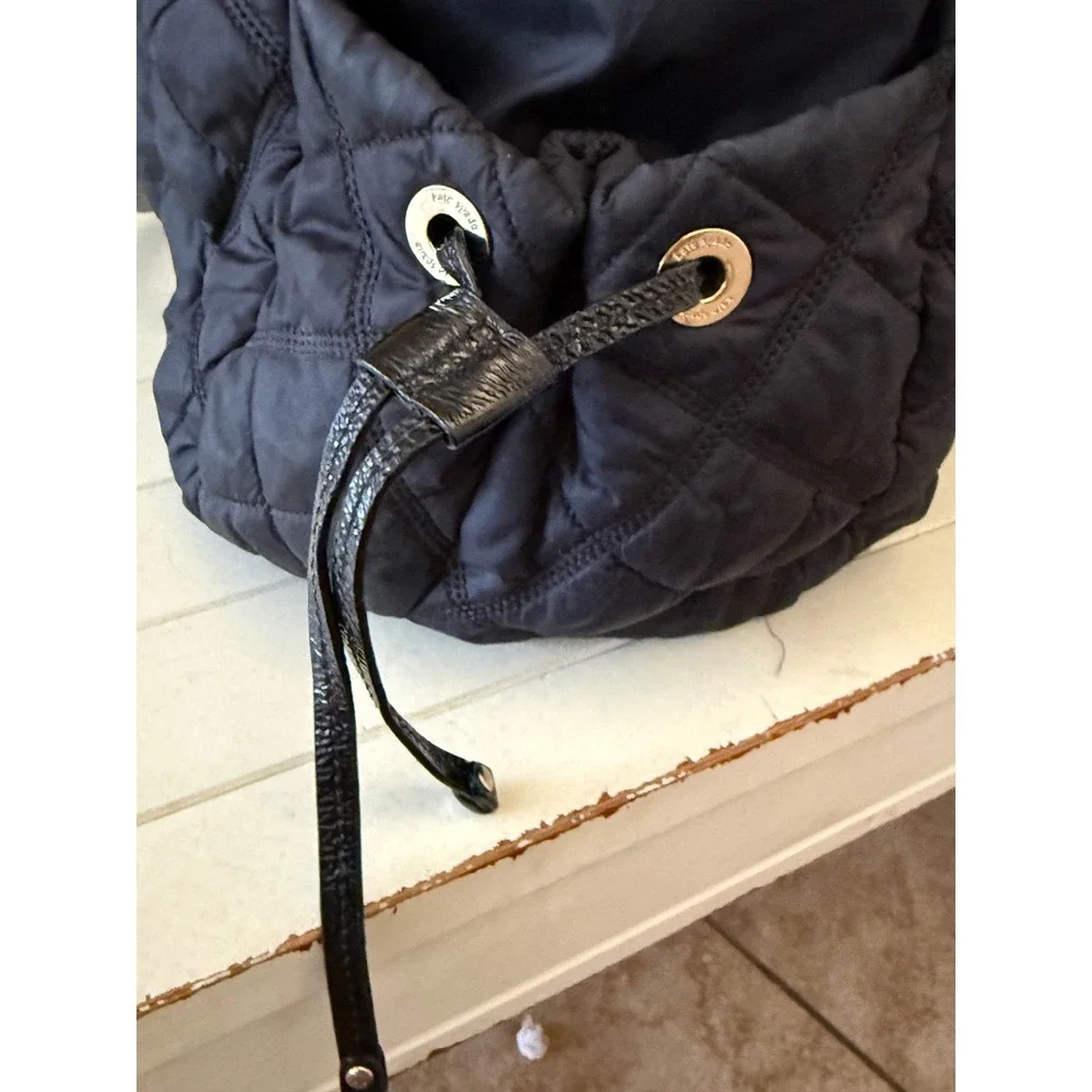 Kate Spade New York Carter Black Quilted Nylon Diaper Bag Tote Gold Hardware